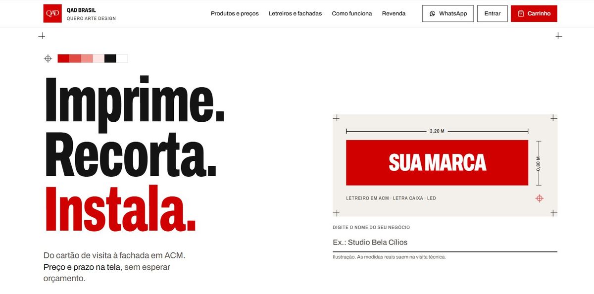 Página inicial da loja online da QAD Brasil