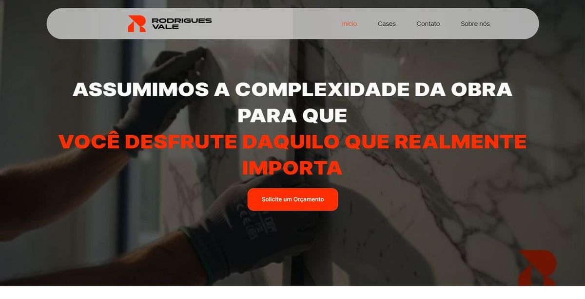 Página inicial do site da Rodrigues Vale